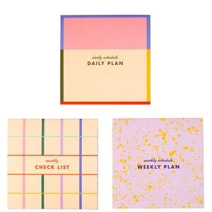 Kikkerland Inkerie Sticky Note Memo Pads - Weekly, Checklist, Daily - Set of 3